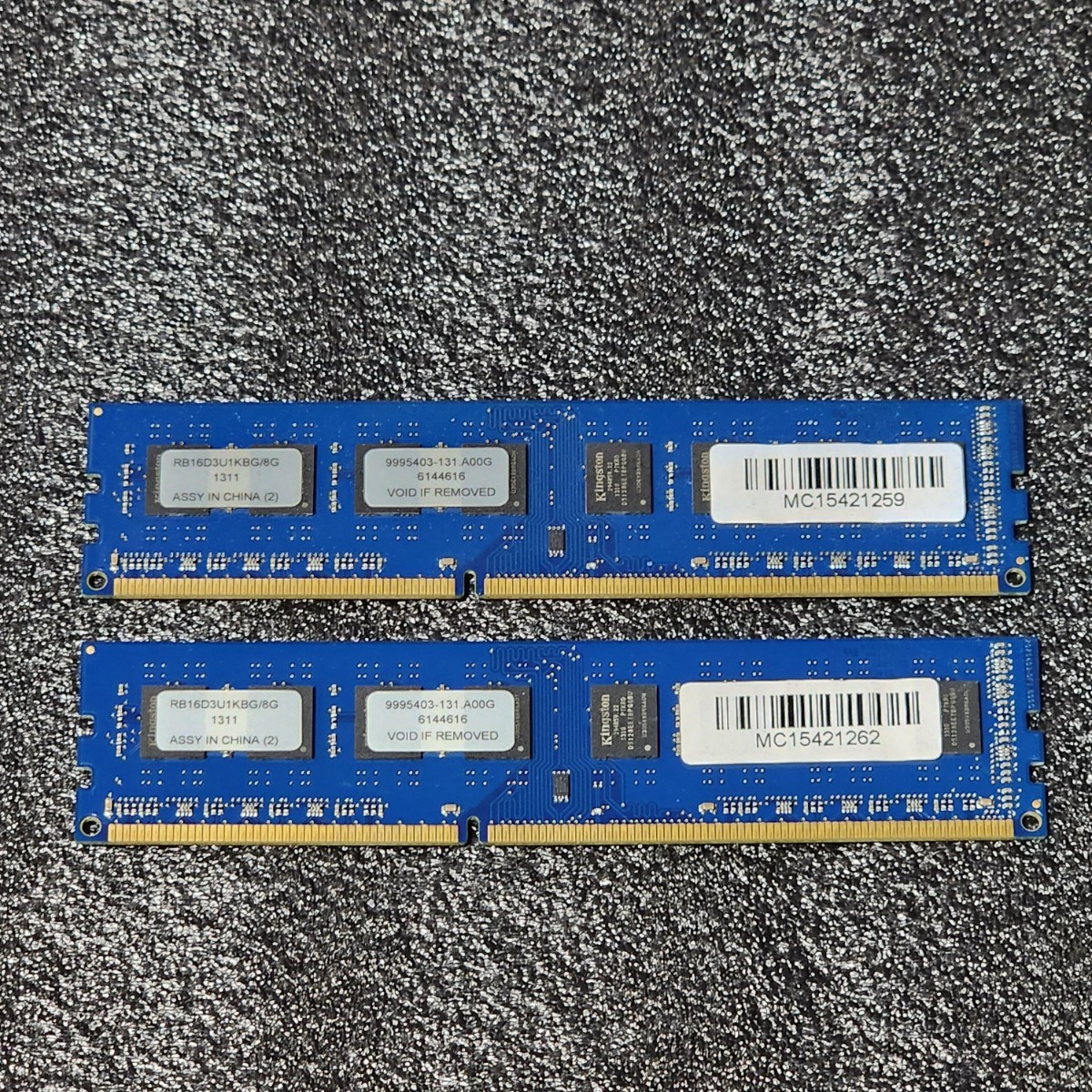 Kingston DDR3-1600MHz 16GB (8GB×2枚キット) RB16D3U1KBG/8G 動作確認済み デスクトップ用 PCメモリ _画像1