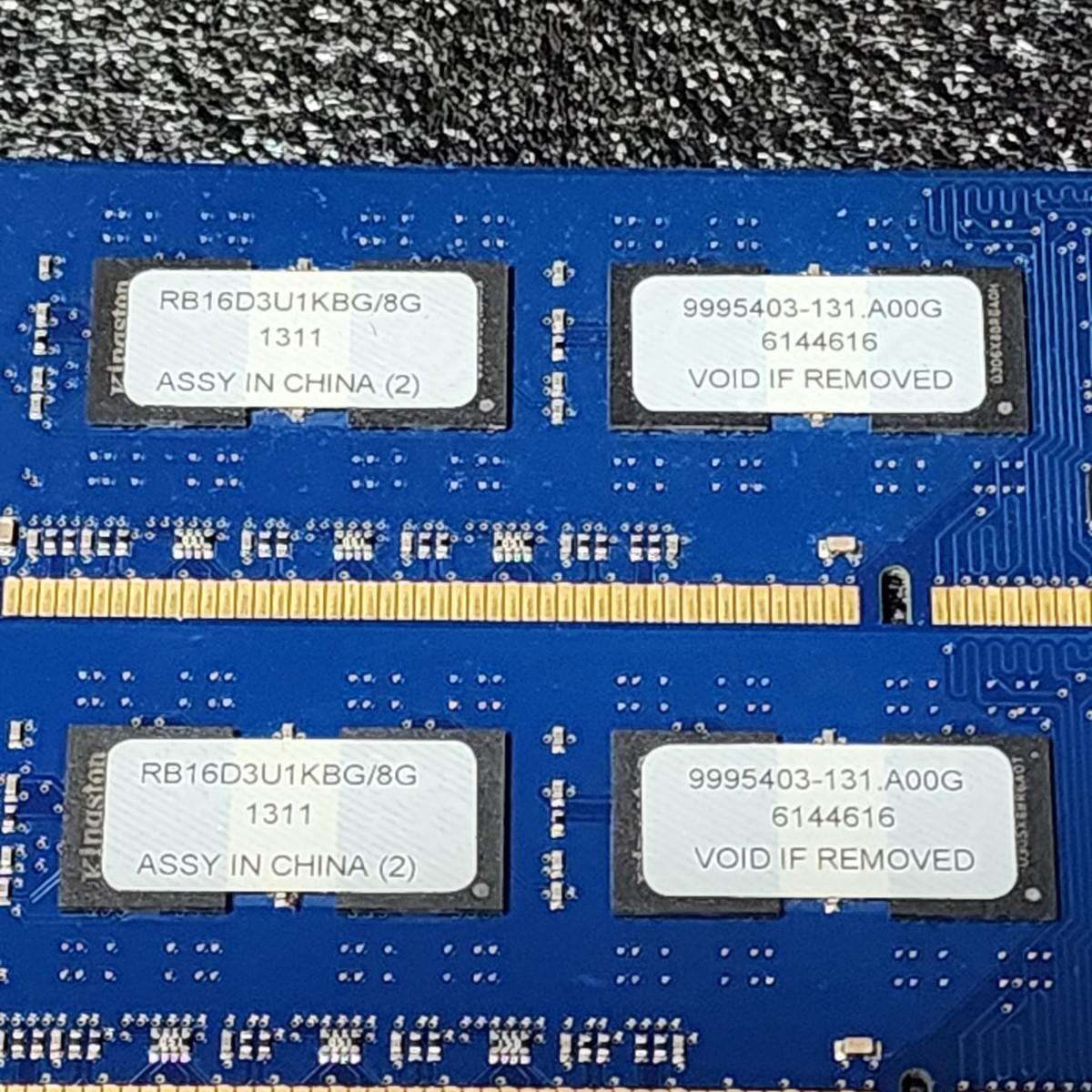 Kingston DDR3-1600MHz 16GB (8GB×2枚キット) RB16D3U1KBG/8G 動作確認済み デスクトップ用 PCメモリ _画像2
