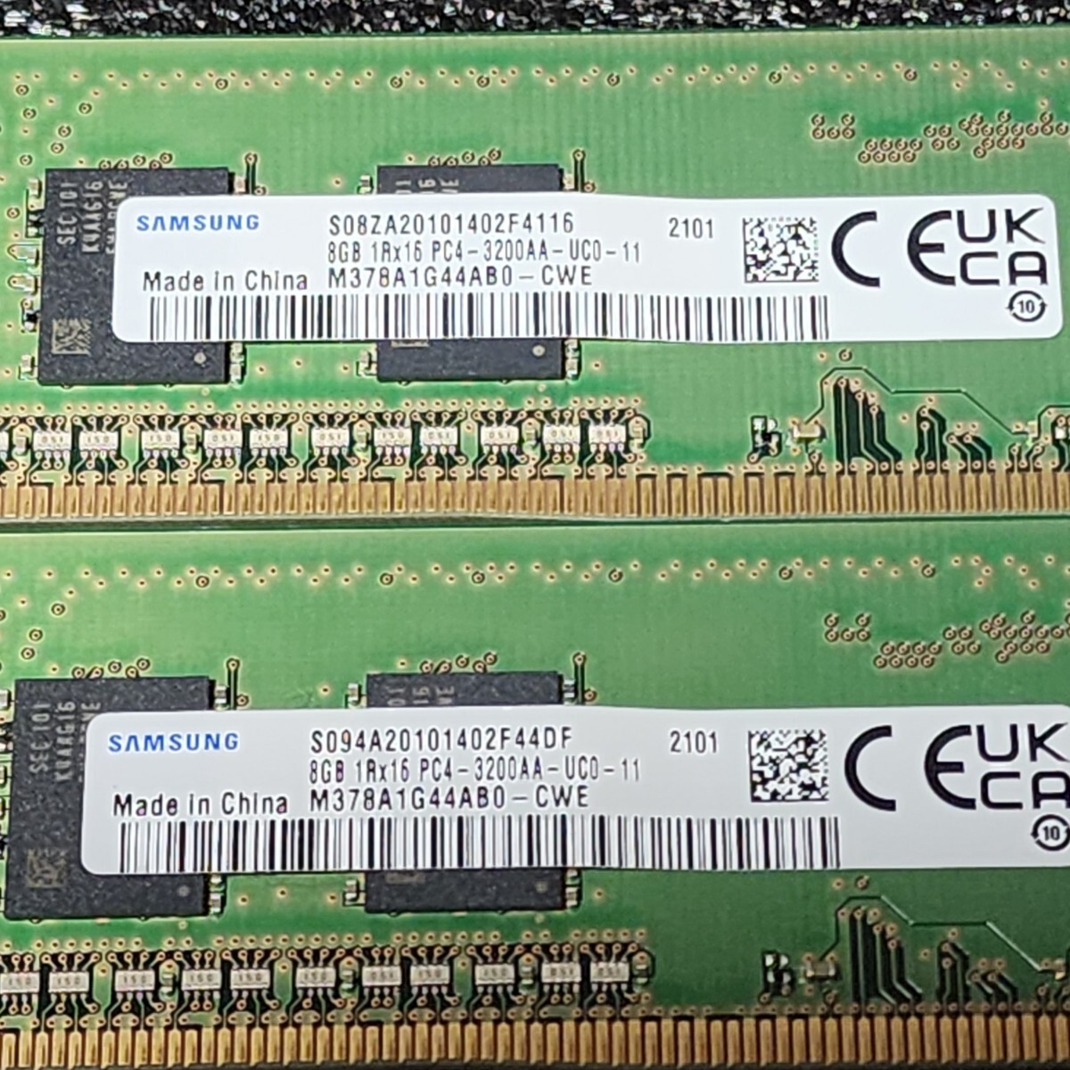 SAMSUNG DDR4-3200MHz 16GB (8GB×2枚キット) M378A1G44AB0-CWE 動作確認済み デスクトップ用 PCメモリ の画像2