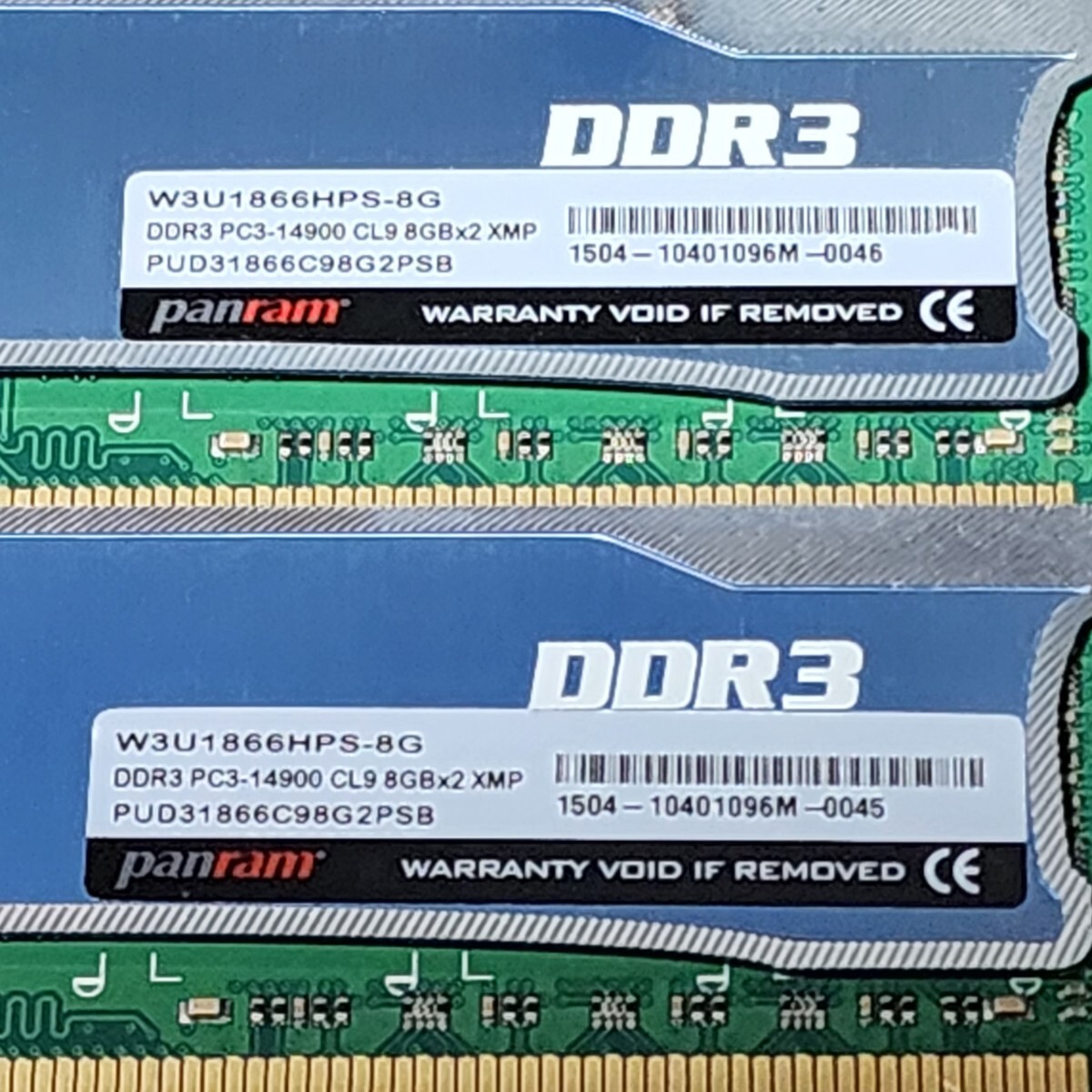 PANRAM DDR3-1866MHz 16GB (8GB×2枚キット) PUD31866C98G2PSB 動作確認済み デスクトップ用 PCメモリ _画像2