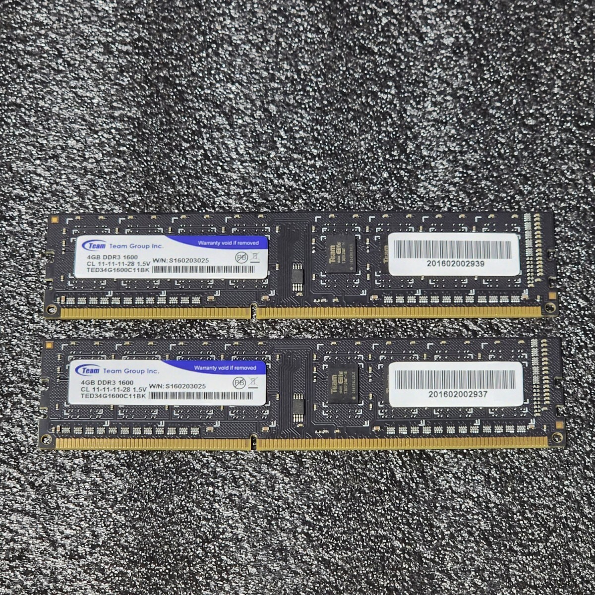 TEAMGROUP DDR3-1600MHz 8GB (4GB×2枚キット) TED34G1600C11BK 動作確認済み デスクトップ用 PCメモリ _画像1