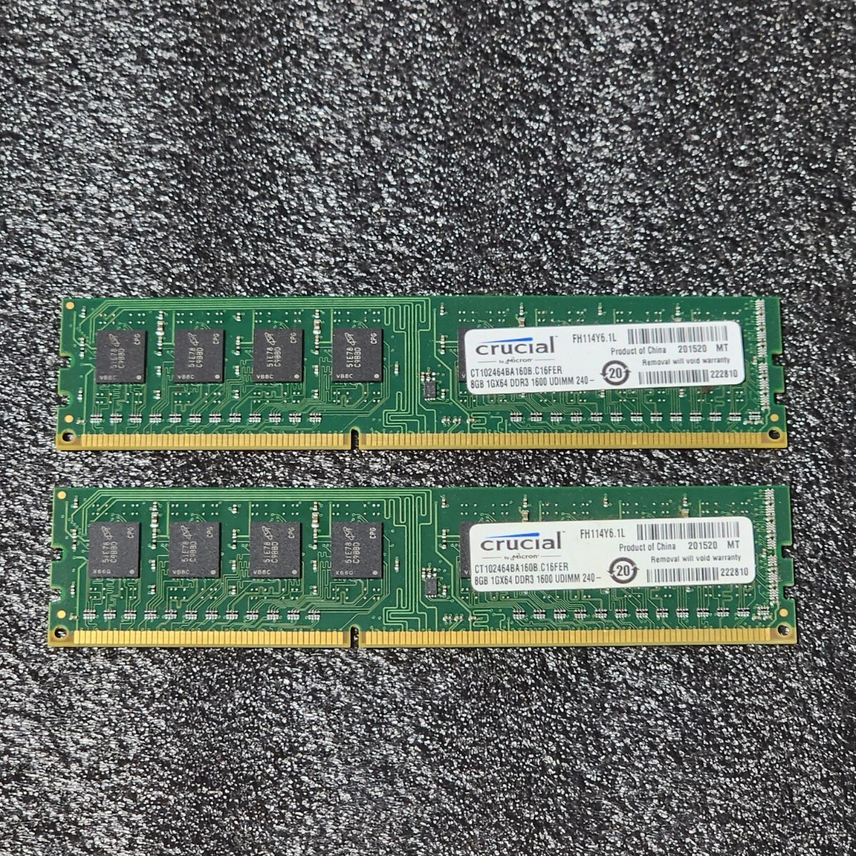 CRUCIAL DDR3-1600MHz 16GB (8GB×2枚キット) CT102464BA160B.C16FER 動作確認済み デスクトップ用 PCメモリ _画像1