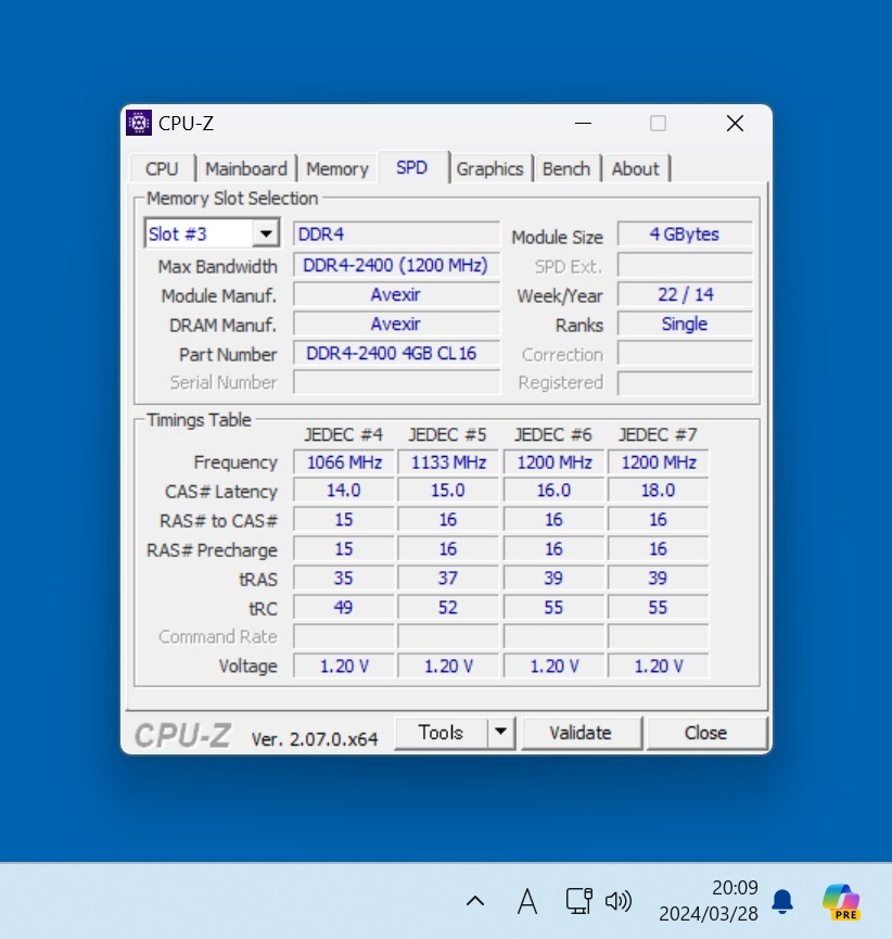 PANRAM/AVEXIR DDR4-2400MHz 8GB (4GB×2枚キット) 動作確認済み デスクトップ用 PCメモリ の画像5