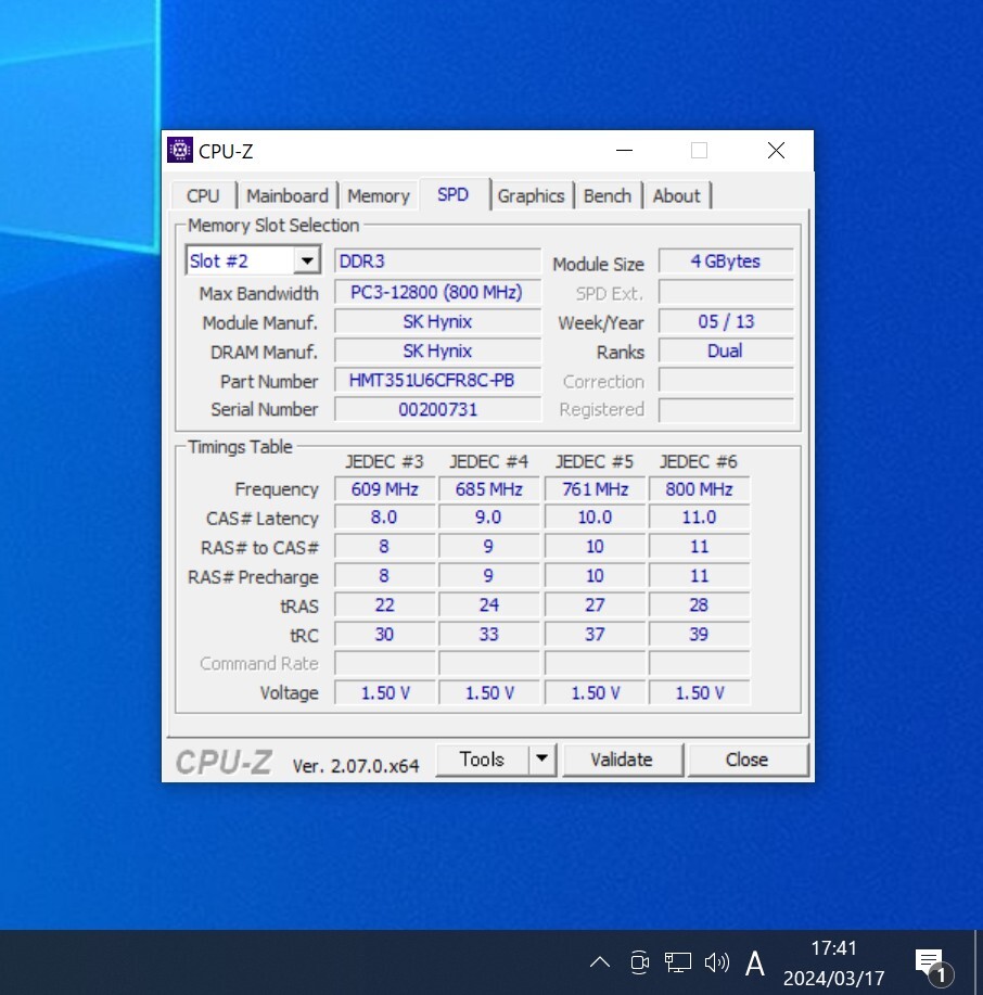 SK HYNIX DDR3-1600MHz 8GB (4GB×2枚キット) HMT351U6CFR8C-PB 動作確認済み デスクトップ用 PCメモリ _画像5