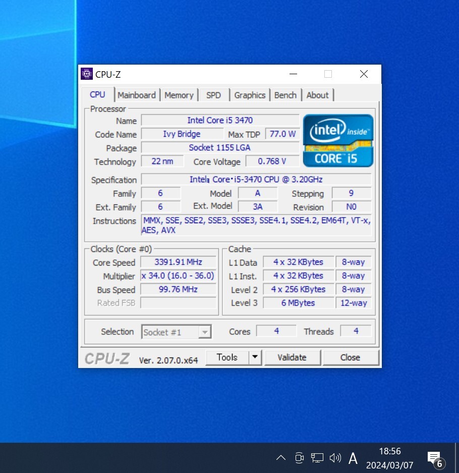 CPU Intel Core i5 3470 3.2GHz 4コア4スレッド IvyBridge PCパーツ インテル 動作確認済み_画像3