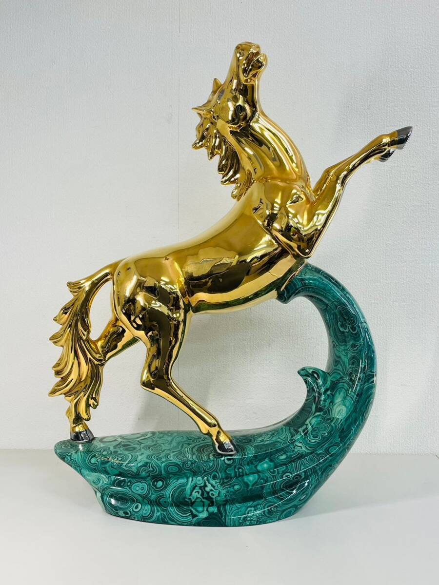 豪華絢爛 飛踊 金馬 跳馬 風水 開運 干支 置物 飾物 成功 縁起物 美術品 工芸品 躍動感 インテリア オブジェ アンティーク
