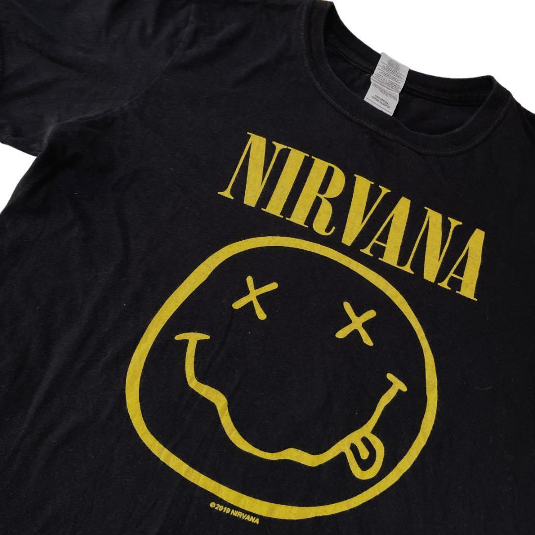 NIRVANA バンド半袖Tシャツ ニコちゃん スマイル ロックＴ x53 S相当_画像6