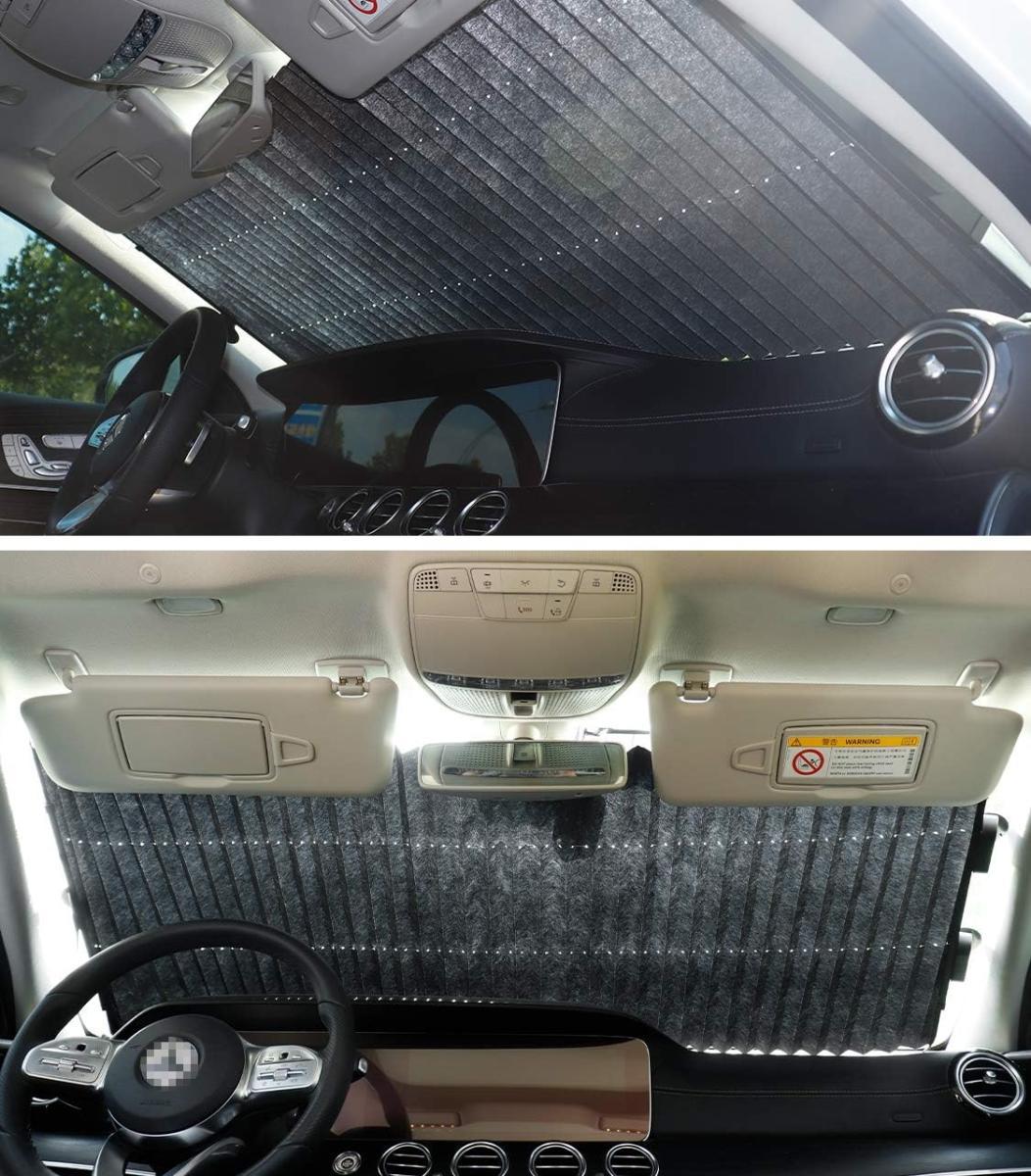 [ unused ] car front glass sun shade storage type sun shade installation easiness in car ... sunlight from protection top and bottom width 65CM left right width 165cm