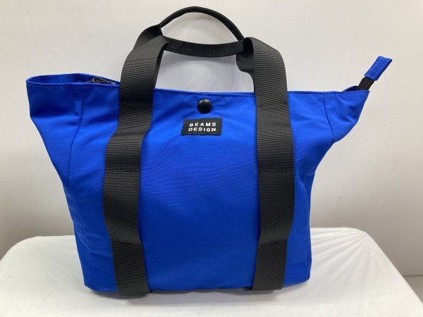  small size tote bag second bag Golf case super light weight polyester flat woven cloth royal blue BEAMS DESIGN* unused cheap!