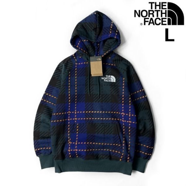 1円～!売切!【正規新品】THE NORTH FACE◆W HOLIDAY HOODIE パーカー US限定 上質 男女兼用 アウトドア 登山(L)青 緑 チェック柄 181130-35_画像3