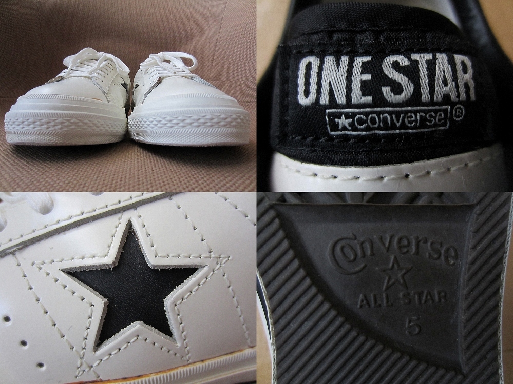 コンバース ONE STAR OX レザー スニーカー 23.5cm ホワイト ブラック CONVERSE ワンスター 本革 ローカット シューズ JACK ALL 天然皮革_画像9