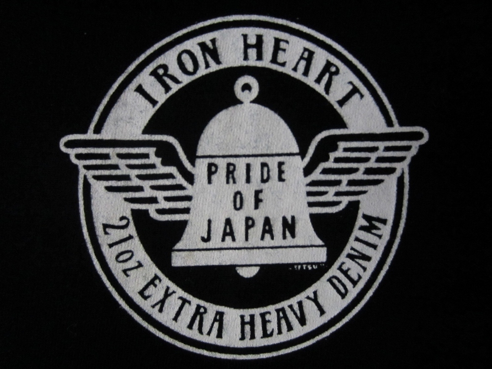 日本製 IRON HEART 7.5ozヘビーボディ 21oz EXTRA HEAVY DENIMプリント Tシャツ Sブラック アイアンハートTHE WORKSバイク バイカー ワーク_画像6