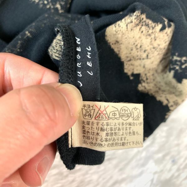 JURGEN LEHL 半袖カットソー 総柄 ブラック ヨーガンレール 半袖Tシャツ 黒 コットン100％ L B5676の画像5