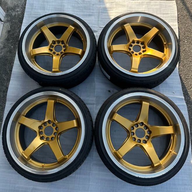 XXR 555 PCD100/114.3 5穴 18×10J 新品タイヤ4本セット ドリフト スタンス 深リム チェイサー マークX S15 シルビア C35 ローレル RX-7 _画像1