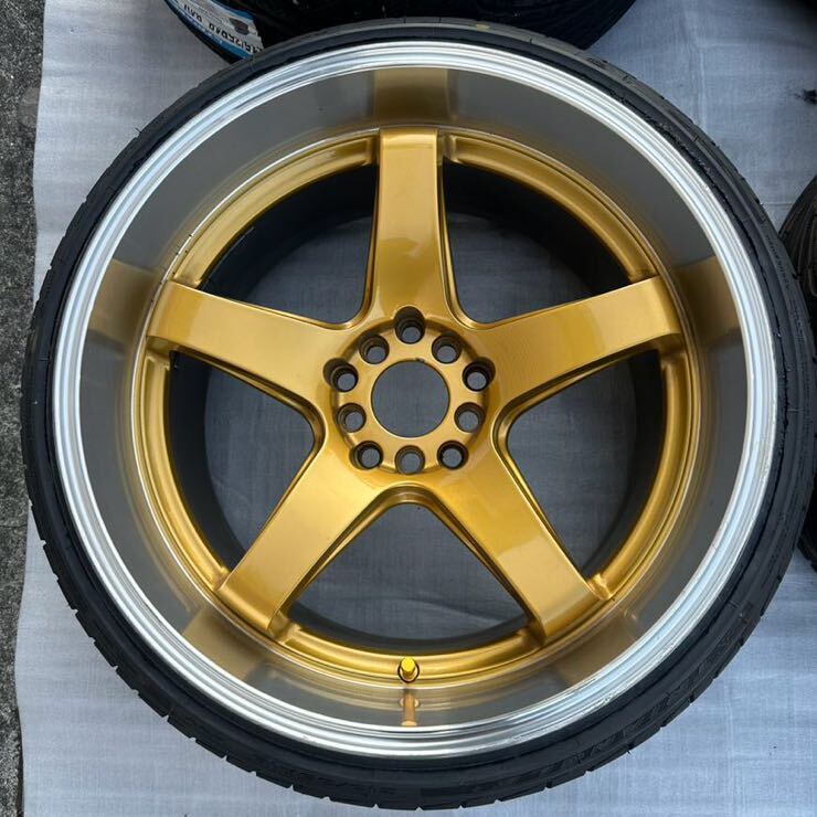 XXR 555 PCD100/114.3 5穴 18×10J 新品タイヤ4本セット ドリフト スタンス 深リム チェイサー マークX S15 シルビア C35 ローレル RX-7 _画像2