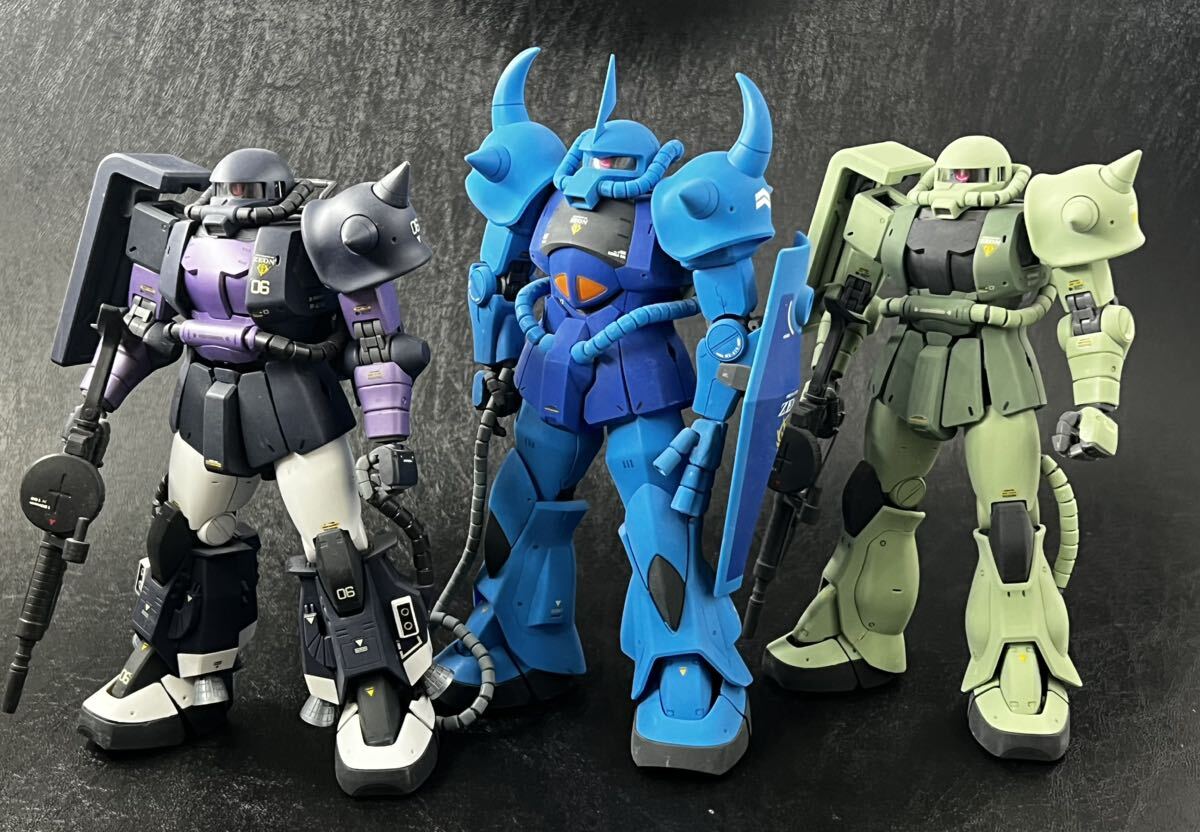 ■機動戦士ガンダム■1/100MG ガンダム/シャア専用ザク/量産型ザク/黒い三連星ザク/グフ■完成品_画像5