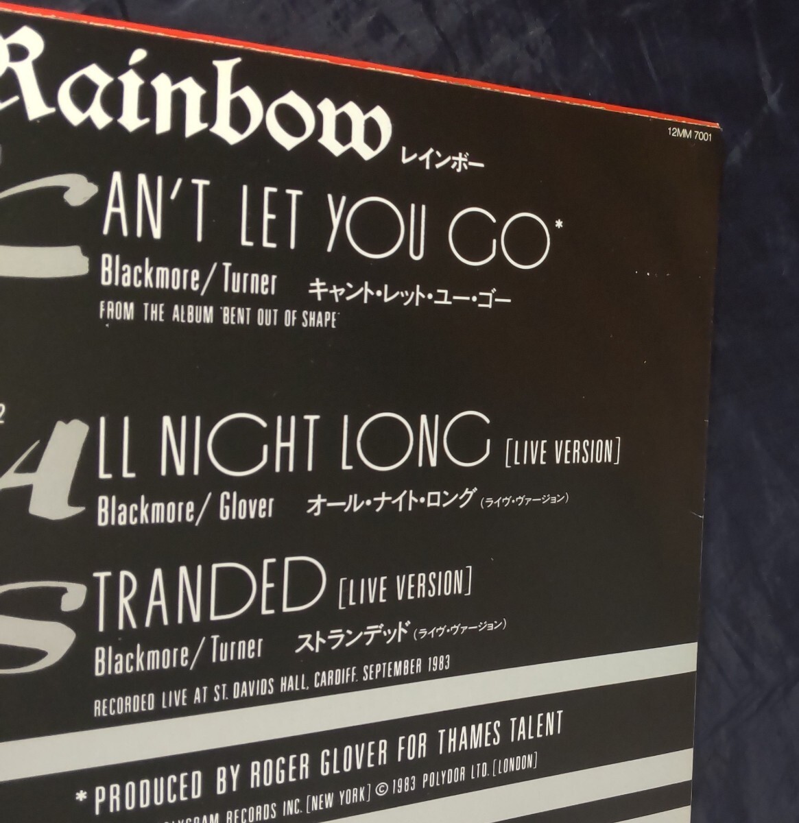 12inch45回転盤アナログレコード「レインボー/キャント・レット・ユー・ゴー」RAINBOW/CAN'T LET YOU GO,ALL NIGHT LONG(LIVE), STRANDED_画像9