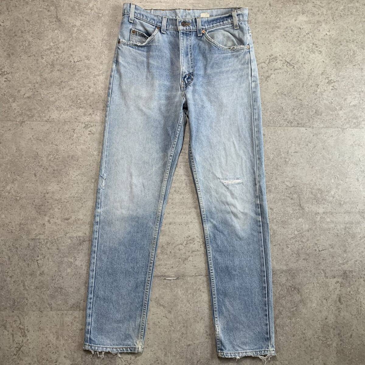 Levi's リーバイス 505 デニムパンツ ジーンズ 古着 W32 L32 ダメージ アイスブルー ストレート_画像2