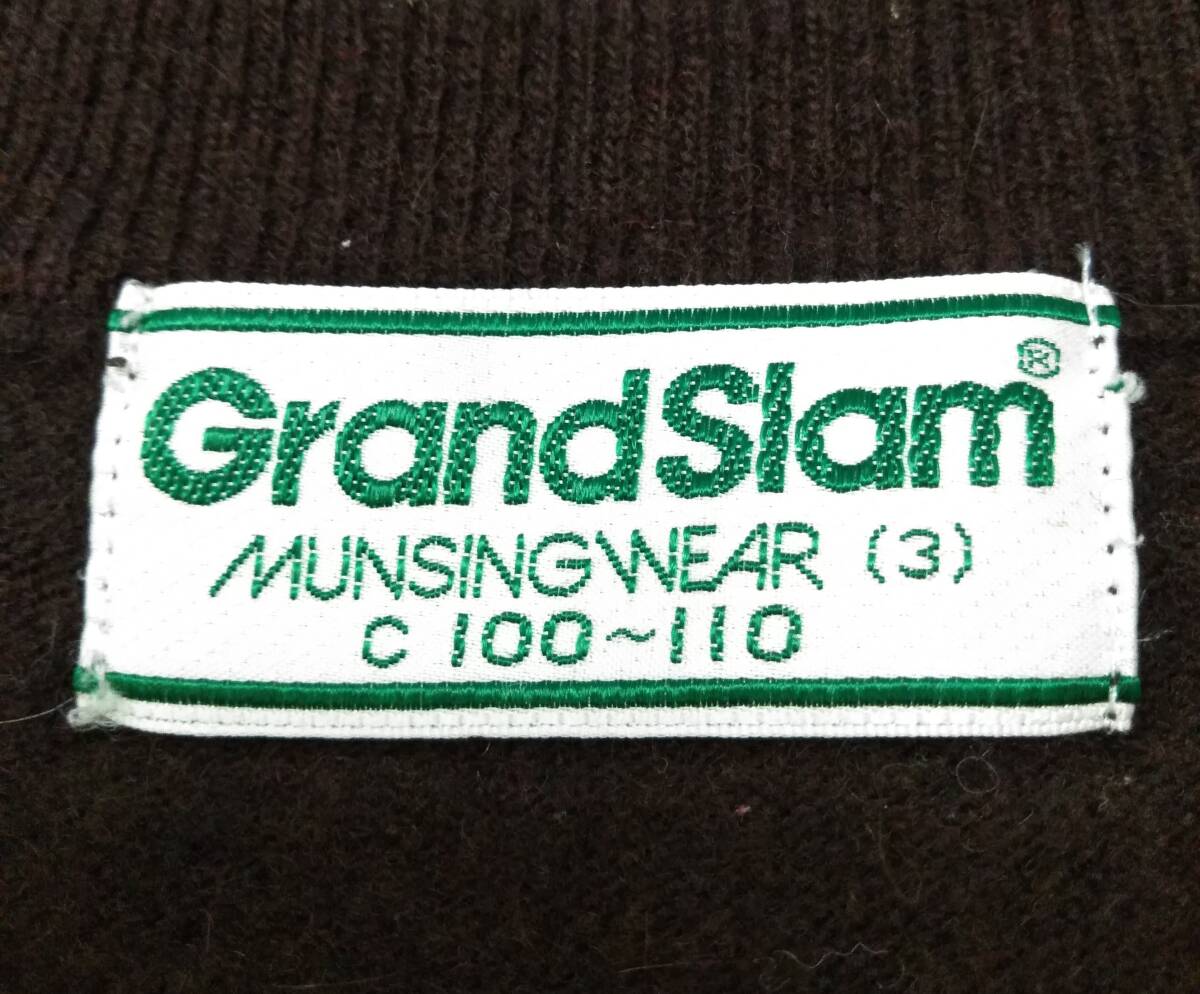 Grand slam・Munsing Wear グランドスラム・マンシングウェア ニットベスト ブラウン サイズC100～110 (M-Lサイズ相当) メンズ 01の画像3