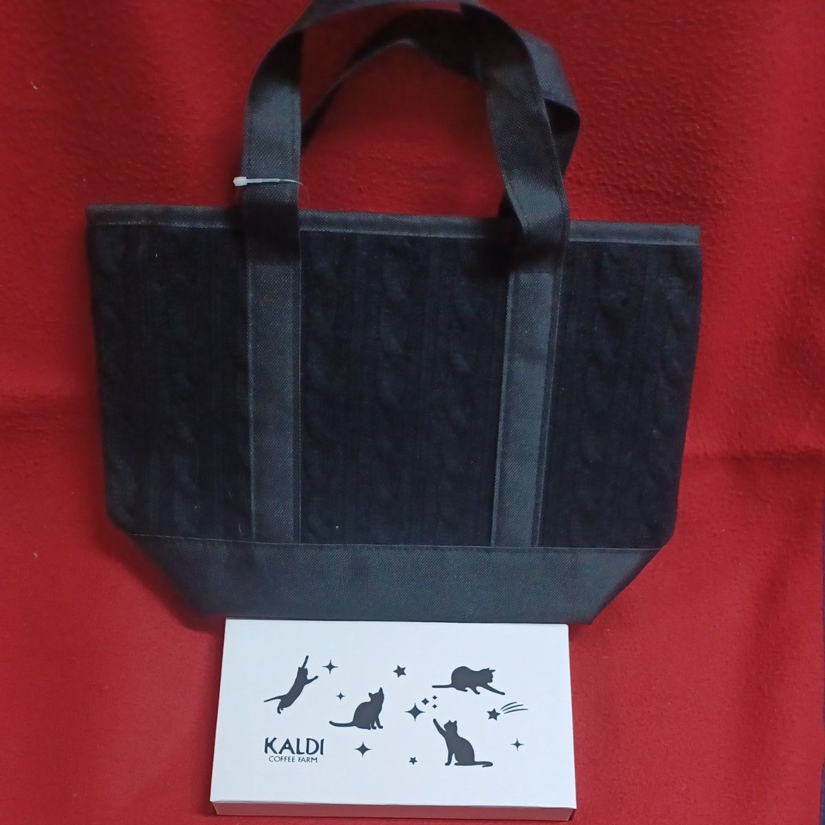 カルディ KALDI ネコの日バッグ 2024 オリジナルネコプレート トートバッグ 黒