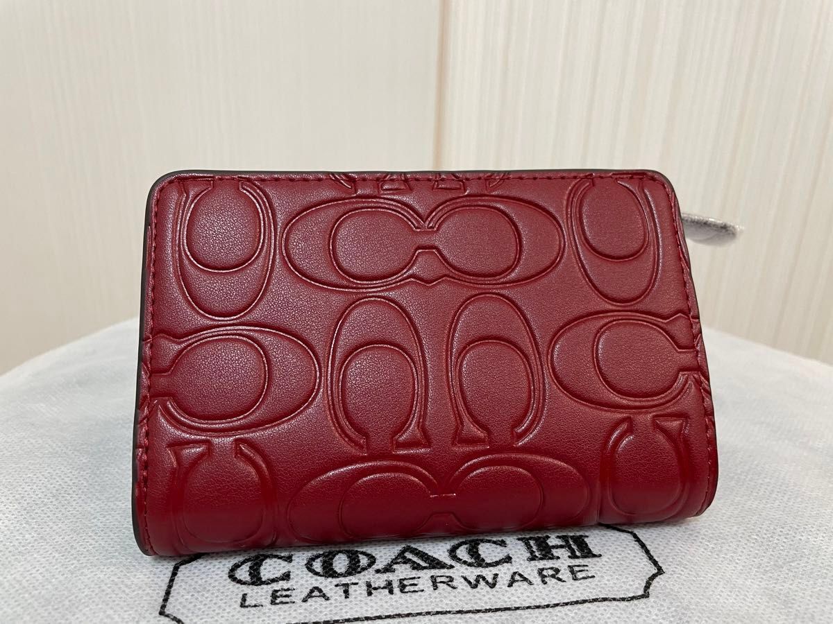 コーチ coach 財布 二つ折財布 ボタンタイプ レッド系 新品 即 コーチ coach 財布 二つ折財布 ボタンタイプ レッド系 新品 即
