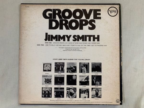 米 ジミー・スミス Jimmy Smith / Groove Drops US盤 Verve 黒銀ラベル V6-8794_画像2