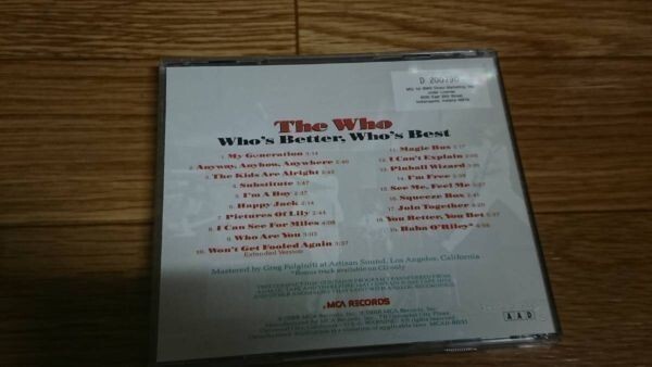 ★☆A02557　The Who/ザ・フー/Who's Better Who's Best　CDアルバム☆★_画像2