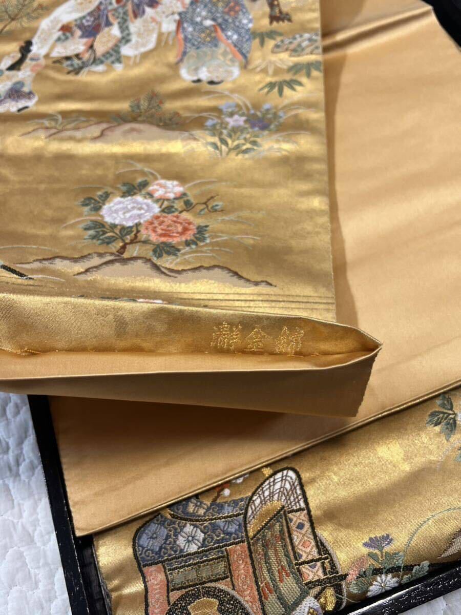 逸品 帯 袋帯 本金箔 王朝の雅 瀞金錦 正絹 袋帯 絹100% きもの 呉服 和装_画像3