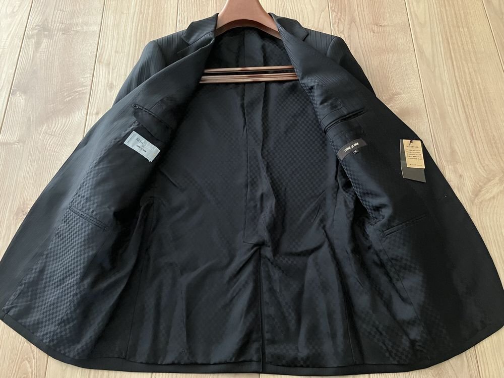 新品 COMME CA MEN コムサメン「REDA」シャドーストライプ ドレスジャケット 05ブラック Lサイズ 02GE02 定価75,900円の画像5