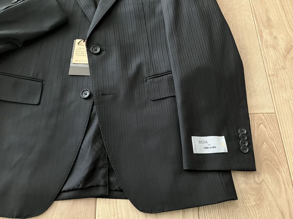 新品 COMME CA MEN コムサメン「REDA」シャドーストライプ ドレスジャケット 05ブラック Lサイズ 02GE02 定価75,900円の画像3