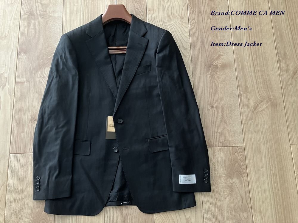 新品 COMME CA MEN コムサメン「REDA」シャドーストライプ ドレスジャケット 05ブラック Lサイズ 02GE02 定価75,900円の画像1
