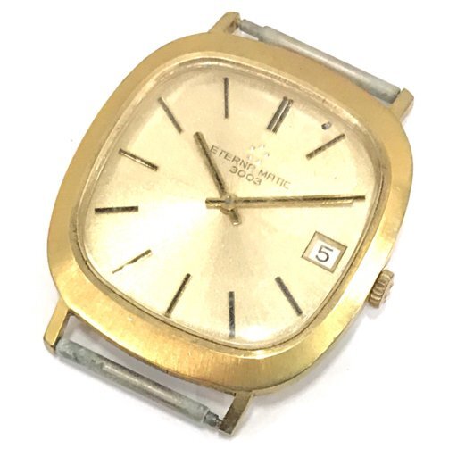 送料360円 1円 エテルナ マチック 腕時計 フェイス 3003 スクエア デイト ゴールドカラー AT メンズ 稼働 同梱NGの画像1