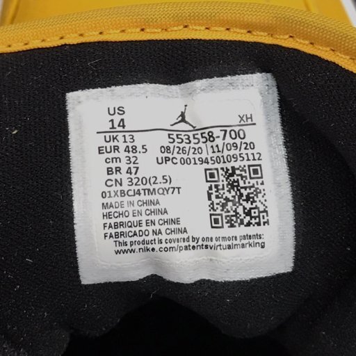  Nike 32cm 553558-700 air Jordan 1 LOW sneakers shoes men's yellow × black group tag attaching preservation box attaching NIKE