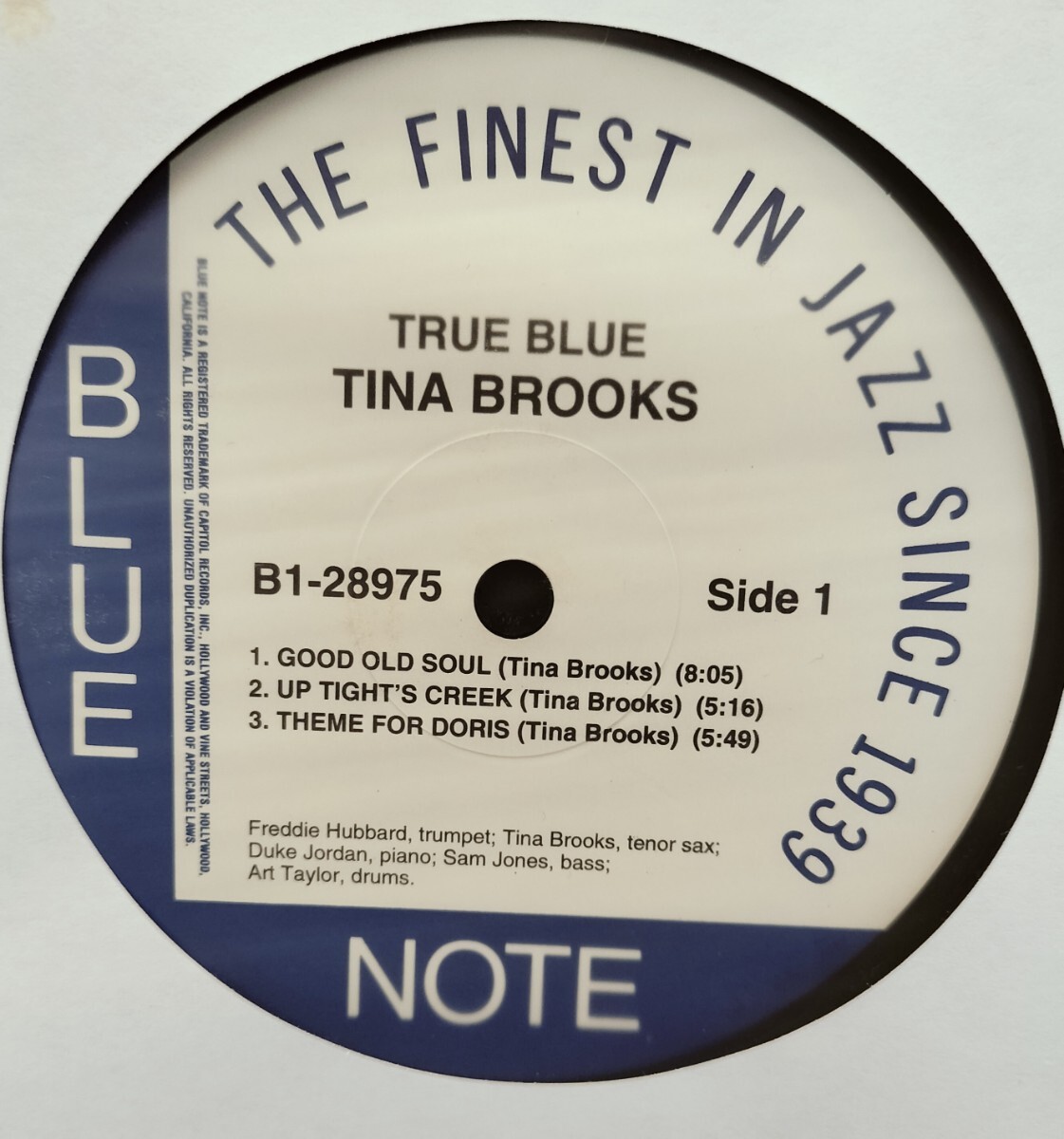 TINA BROOKS ティナ ブルックス TRUE BLUE LP 輸入リイシュー重量盤_画像3