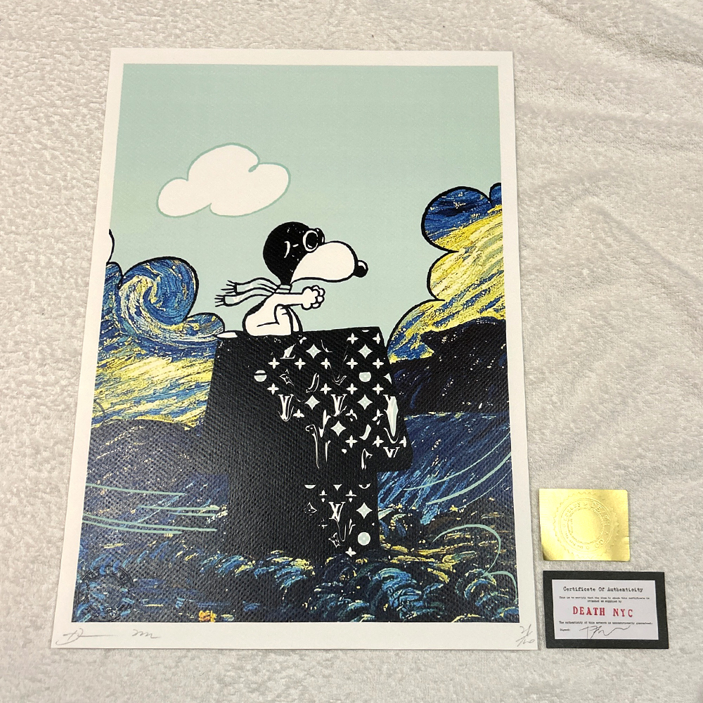 世界限定100枚 DEATH NYC スヌーピー SNOOPY ルイヴィトン LOUISVUITTON ポップアート PEANUTS アートポスター 現代アート KAWS Banksy_画像1