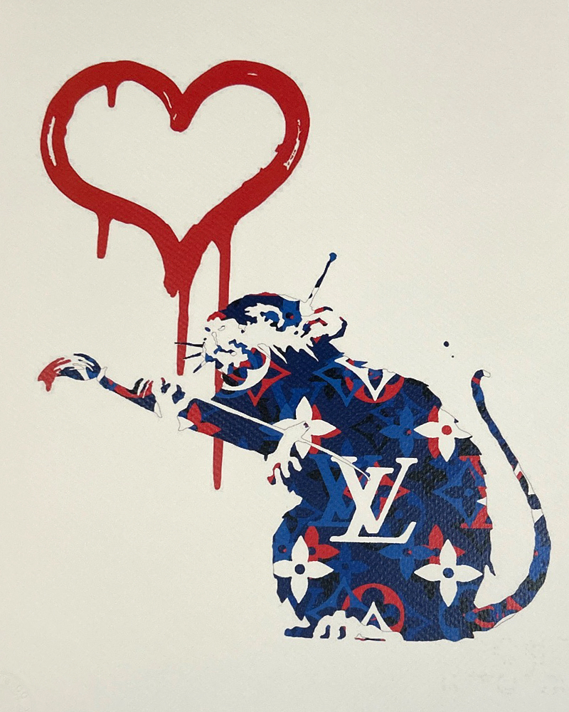 世界限定100枚 DEATH NYC バンクシー Banksy「LOVE RAT」ルイヴィトン LOUISVUITTON LV ポップアート アートポスター 現代アート KAWS_画像3