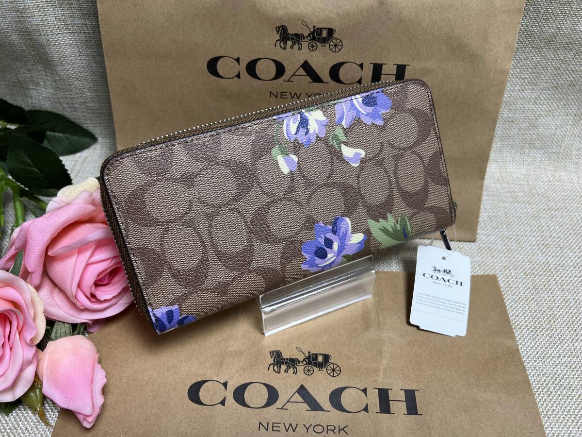 コーチ COACH 長財布 財布 シグネチャー 花柄フローラル リリィ プリント アコーディオン ジップ アラウンド プレゼント ギフトF73345 A182