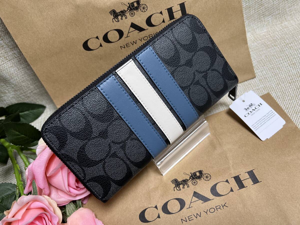 コーチ COACH 長財布 財布 シグネチャー ラウンドジップウォレット 財布 父 彼氏 プレゼント財布 メンズ 新品 F26070 A120 _画像2