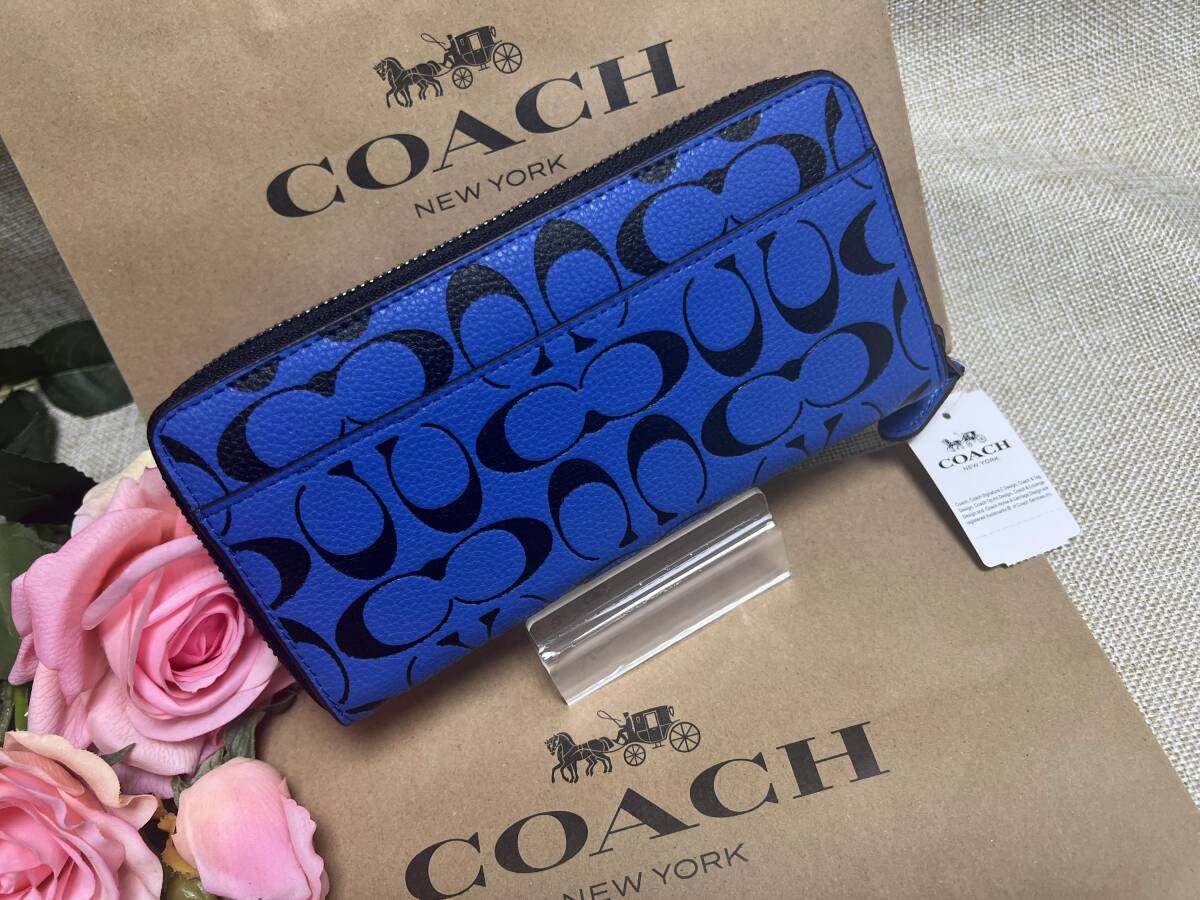 コーチ COACH 長財布 財布 アコーディオン ウォレット シグネチャー ラウンドファスナー プレゼント 贈り物ギフト メンズ新品 CA298 A081