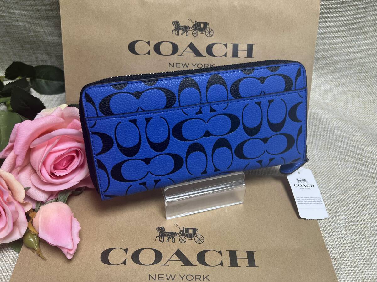 コーチ COACH 長財布 財布 アコーディオン ウォレット シグネチャー ラウンドファスナー プレゼント 贈り物ギフト メンズ新品 CA298 A081