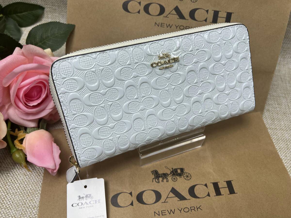 コーチ COACH 長財布 財布 シグネチャー デボスド パテント ラウンドファスナー ラグジュアリー 誕生日 プレゼント F54805 C231