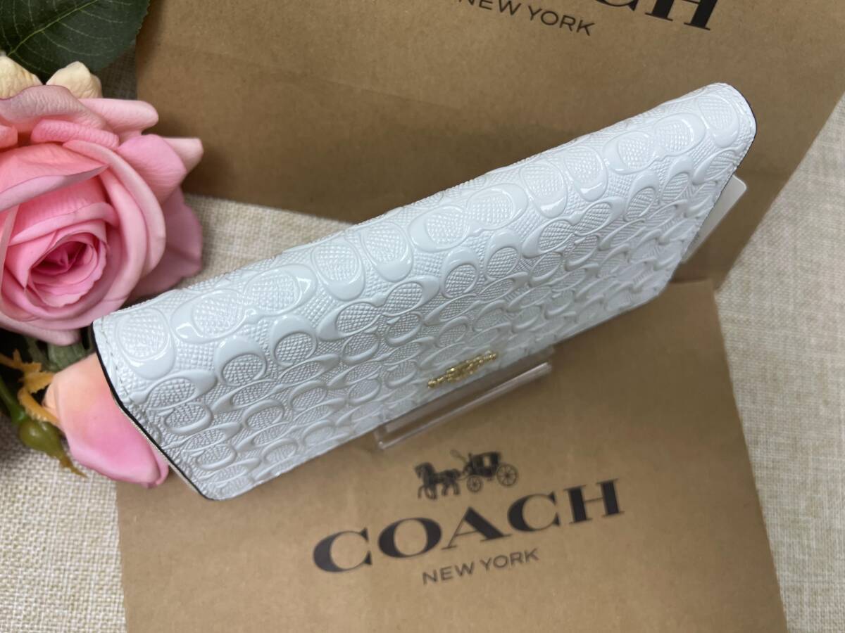 コーチ COACH 長財布 財布 シグネチャー デボスド パテント ラウンドファスナー ラグジュアリー 誕生日 プレゼント F54805 C231