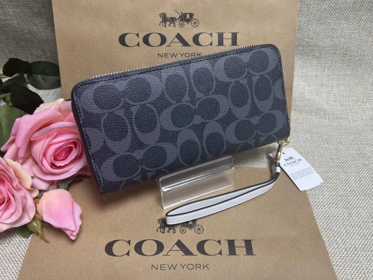 コーチ COACH 長財布 シグネチャー アコーディオン ラウンドファスナー ロング ジップ アラウンド プレゼント ギフト C4452 A040 