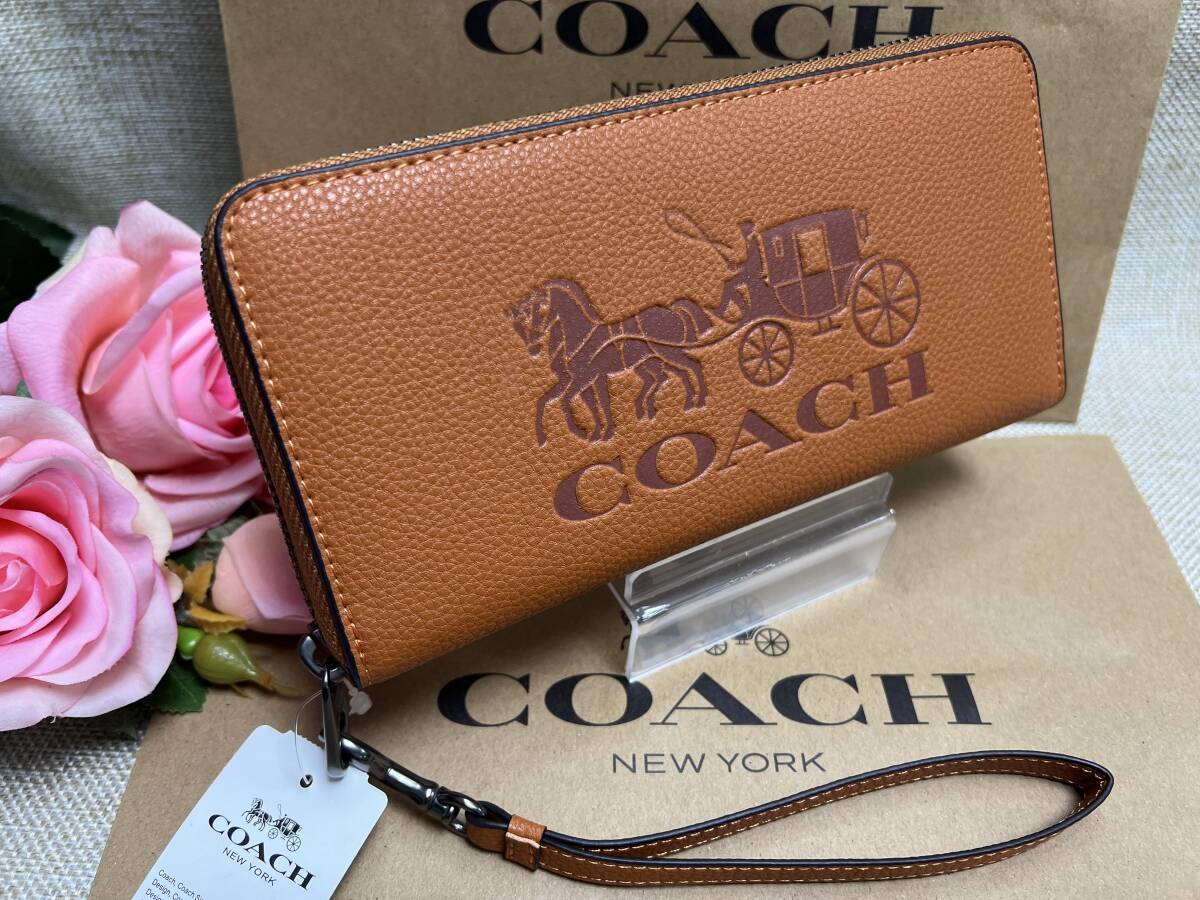 コーチ COACH 財布 長財布 ホース アンド キャリッジ エンボスド レザー ロング ジップ アラウンド ウォレット プレゼント新品 C3548 A152 の画像1