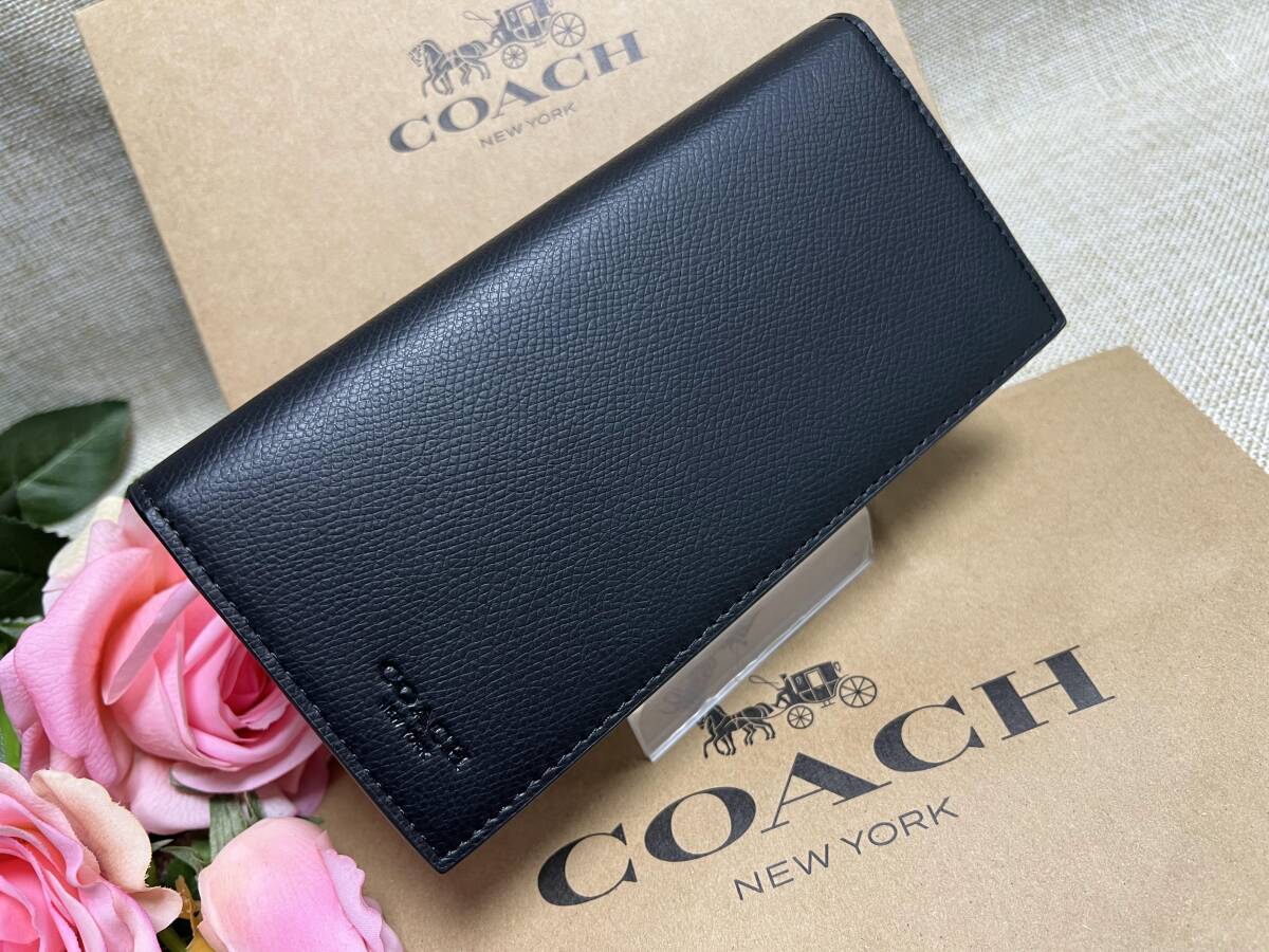 コーチ COACH 二つ折り長財布 ブランド メンズ ファッション ロングウォレット 黒 シンプル ファッション プレゼント F74978 A136_画像2