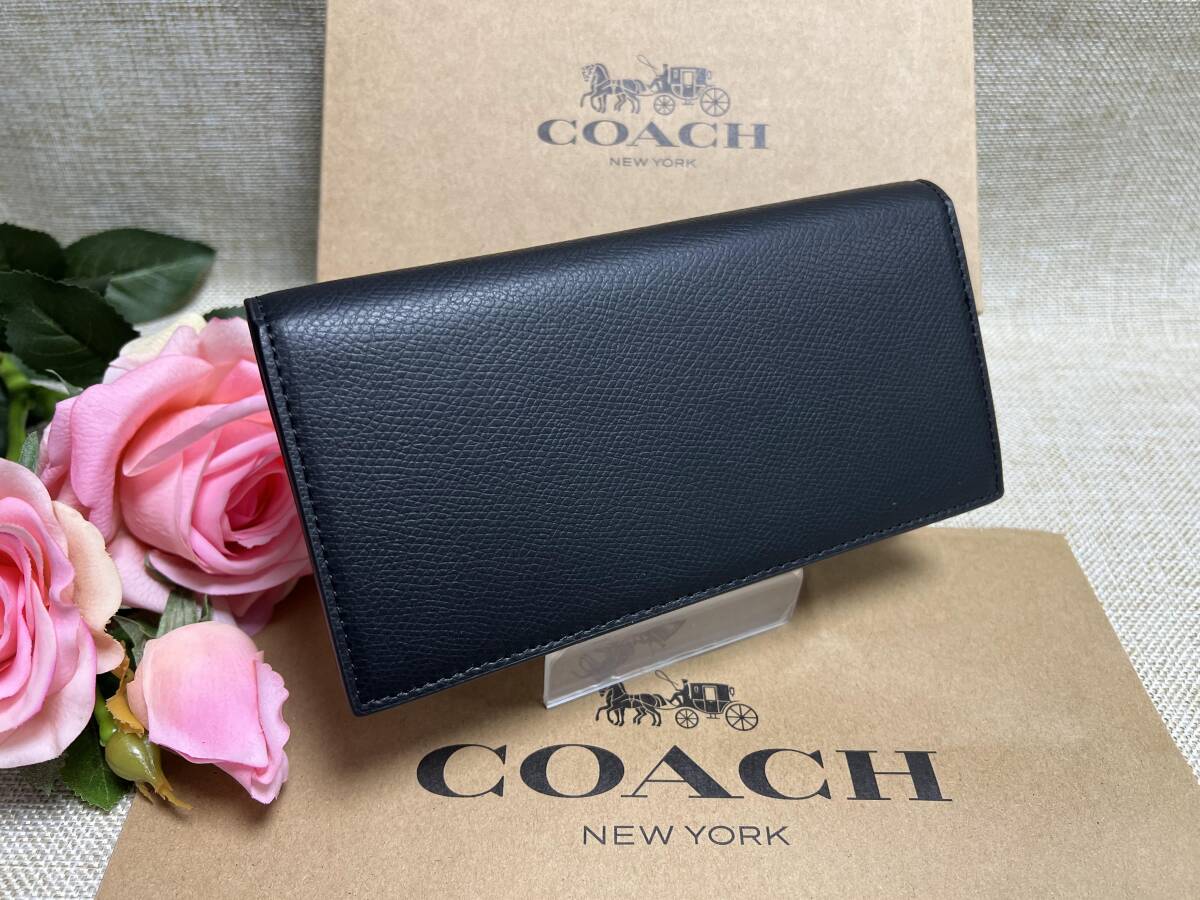 コーチ COACH 二つ折り長財布 ブランド メンズ ファッション ロングウォレット 黒 シンプル ファッション プレゼント F74978 A136_画像3