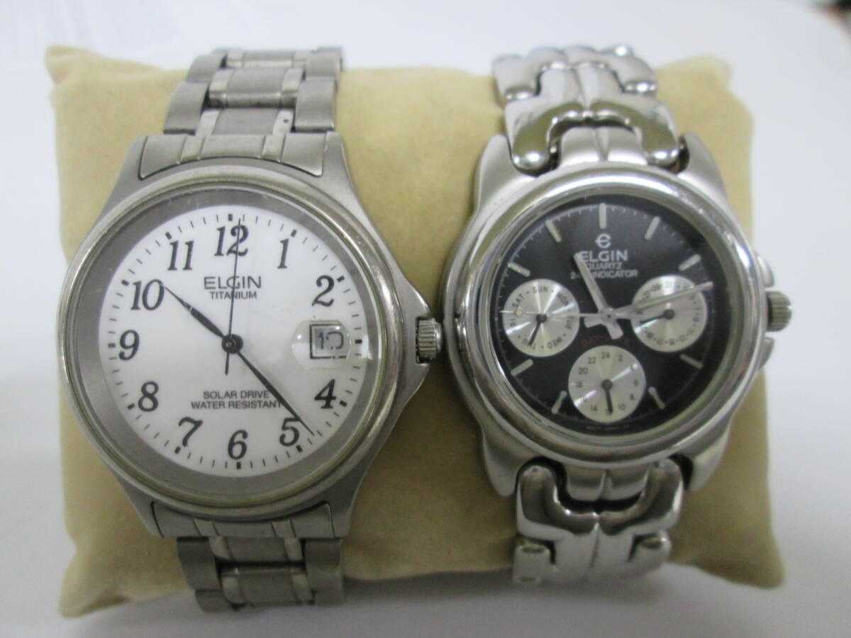 【0313n S63】ELGIN エルジン 腕時計 2点 FK-1118-C ソーラー チタン /FK-622-MA クォーツ_画像1