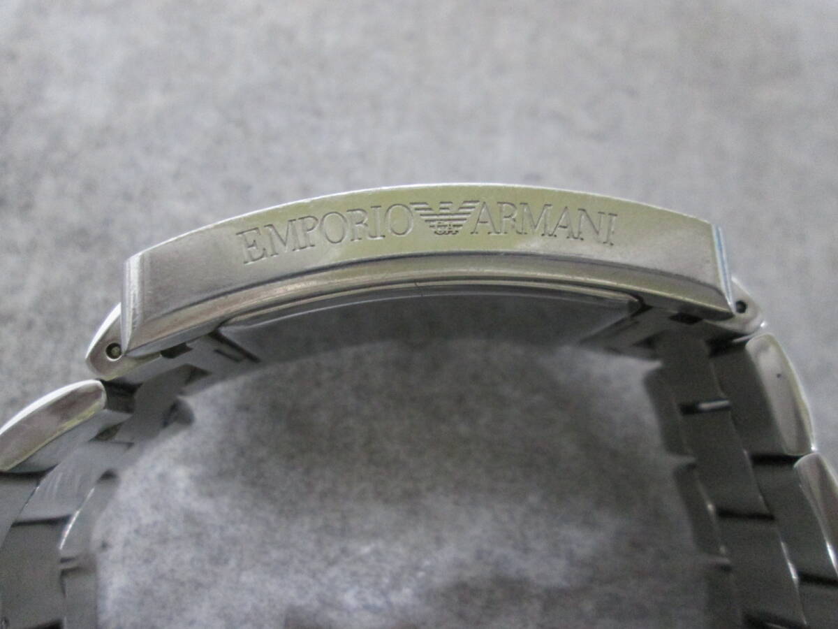 【0313n S66】EMPORIO ARMANI エンポリオアルマーニ AR-0145 メンズ腕時計 クォーツ スモセコ スクエア シルバー _画像6