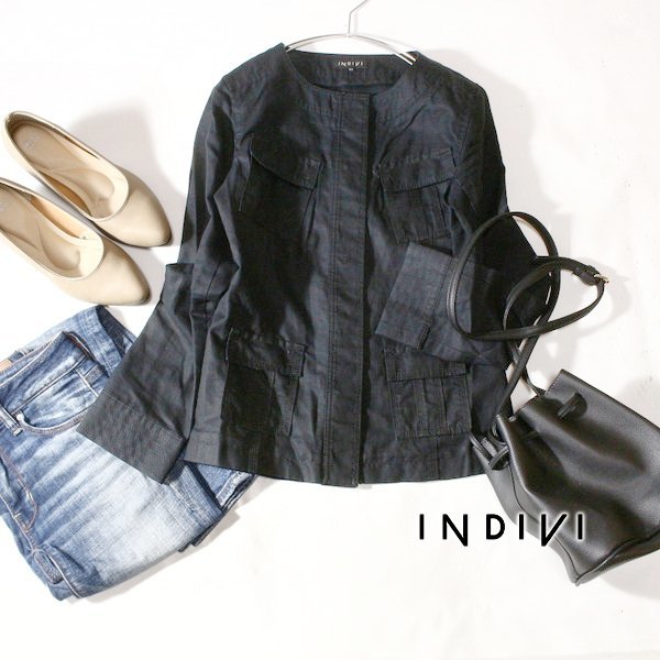  beautiful goods INDIVI Indivi adult pretty no color flax cotton jacket 05 number XS spring summer 24B03