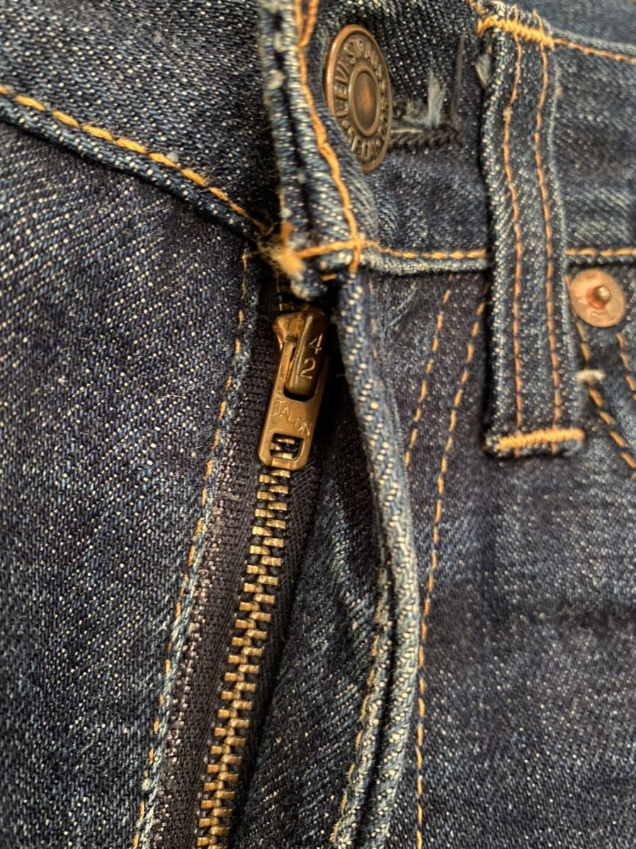 LEVI'S リーバイス 805 0217 W28 L33 ビッグE 非対称V ジッパーフライ タロン42 ボタン裏刻印8 脇割デニムパンツ BIG E 紙パッチ 濃紺の画像7